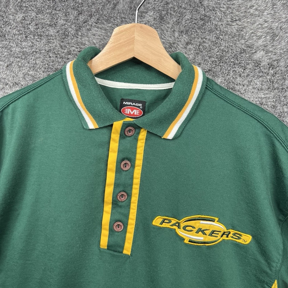 Green Bay Packers Vintage Y2K Polo Shirt Men's Large Mirage NFL Preppy - Picture 2 of 10